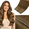 LaaVoo Butterfly - Extension in capelli veri, colore marrone #8, 40 cm, 50 | Extension a tessitura a farfalla, capelli veri, colore marrone, comfort naturale, per vacanze al mare, double face