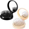 UCLEVER 2 spazzole pieghevoli per capelli con specchio da viaggio, rotonde, portatili, mini pettine per capelli, dimensioni compatte da viaggio (nero e marrone)