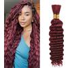 Jucames Trecce di capelli umani ondulati profondi, non trattate, Remy, senza trama, colore bordeaux #99J, da donna, 30,5 cm, 30,5 cm