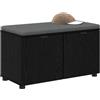 vidaXL Panca per ingresso con cuscino Rovere Nero 80 x 38 x 46 cm