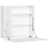 HOMCOM Scrivania a parete con ripiano pieghevole 64x20x60 cm Bianco | Scrivania a parete, 3 scomparti