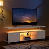 Cubehom LED TV-Schrank 130 cm, Moderno mobile porta TV con illuminazione a LED e spazio di archiviazione, tavolo TV per soggiorno, per televisori fino a 60 pollici, bianco