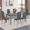 Liink1Ga La Sedia Set di 6 Sedie Imbottite Grigie Sala da Pranzo, Moderna Set 6 Sedie Scandinave in Similpelle Grigio Scuro per Cucina da Soggiorno/Ristorante/Caffetteria/Ufficio/D'attesa, Montaggio Facile