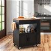 RELAX4LIFE Credenza Mobile/Isola da Cucina con Ruote, Piano di lavoro, Cassetto, Portasciugamani e 3 Portaspezie, in legno, per cucina, sala da pranzo e bar (NERO)