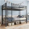 Gojyjqytupo Letto a castello in metallo, 90 x 200 cm, portata fino a 350 kg | Letto a castello convertibile in 2 letti singoli, letto in metallo silenzioso, con rete a doghe e scala