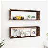Generico Mensole Parete Cubo 2 Rovere Fumo 80x15x26,5 Legno Multistrato,Mobili,Scaffalature,Scaffali e mensole per pareti-815915