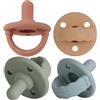LOVE DEPOT Ciuccio a forma di ciliegia, in silicone per uso alimentare, con manico e 3 fori per una maggiore sicurezza, confezione da 4 (salvia+etere+muted+albicocca)