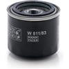 Mann Filter MANN-FILTER, W 811/83 Filtro olio | Per Autovetture, Massime prestazioni filtranti, Protezione motore, Guarnizione alta qualità, Qualità originale OE