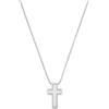 s.Oliver Collana con ciondolo in acciaio inox, da uomo, in pelle, argento, a croce, in confezione regalo
