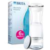 BRITA Bottiglia di filtro Bianca Grafite, riduce Cloro, Piombo e Altre impurità organiche per Acqua di Rubinetto Più Puro, 6 filtri MicroDisc Inclusi