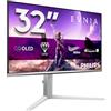 PHILIPS Monitor 32M2N6901A 32 pollici 3840x2160, UHD, 165HZ, QD-OLED Panel, 0.03ms GtG, USB Hub Height Adjustment, (HDMI2x 2.1 DP 1x 1.4), HDR400 TrueBlack, FreeSync Prem. Pro, G-Sync Comp., Bianco