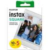 instax Fujifilm instax SQUARE Film Pellicola Istantanea, Formato Quadrato, 62x62 mm, ISO 800, Confezione da 10x5 Foto, Bordo Bianco [Esclusiva Amazon]