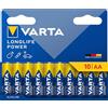 VARTA Pile AA, Confezione da 10, Longlife Power, alcaline | LR6 1,5 V, Made in Germany, conservazione fino a 10 anni, per console di gioco, spazzolino, mouse, controller o torcia