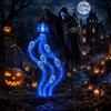 MEEVINWH Halloween Soul Harvester Animated Garden Light, Glowing Ghost | Solar Powered Grim Reaper Lawn Stake with Flowing Blue LED Soul Effect,Waterproof Spooky Light for Yard, Pathway & Graveyard