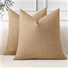 JOTOM Set di 2 Fodere per Cuscino 45x45 cm in Lino Fodere per Cuscino Decorative 18x18 Pollici Quadrati Fodera per Cuscino Decorazione per la Casa per Divano-Letto Marrone Chiaro