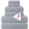 CASA COPENHAGEN, Set Regalo di Asciugamani di Design da 6 Pezzi in 100% Cotone Egiziano - Grigio Prugna, 550 g/m² (2 Teli Bagno, 2 Asciugamani Viso, 2 Ospiti) - Confezione Regalo per Uomo e Donna