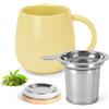 AOOTE Tazza di Ceramica con Filtro, 480ml Tazza con Coperchio per Macerare, Tazza da tè in Porcellana con Infusore, per caffè, Latte, Adatto alla Lavastoviglie, per Gli Amanti del tè, Giallo