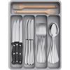 Lifewit Organizer Posate da Cassetto, Portaposate Porta Posate Cucina Cassetto Scolaposate Grande Porta Utensili Cucina, per Cucchiai Forchette Coltelli Stoviglie, 5 Scomparti, Grigio