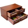 RUETERY Organizer da scrivania vintage a 4 cassetti, in legno massiccio, per cosmetici e gioielli, con maniglie, per casa, ufficio, cucina, bagno, ufficio, 30 x 18 x 15 cm