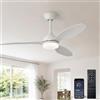 AQLEDY 106cm Lampadario Con Ventilatore Da Soffitto E Luce, Lampadario A LED Con Pale E Telecomando 6 Velocità Silenzioso, Motore DC Reversibile, Per Camera Soggiorno - Bianco