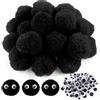TOAOB THE ONE AND ONLY BABY TOAOB 50 Pezzi Pompom per Lavoretti 50mm Pompon Nero | Con Occhi Mobili, Grandi Palline Di Feltro, per Cucito Fai Da Te Decorazioni Festa Artigianato