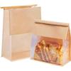 MOMAHUA 30 Pezzi Sacchetto di Pane con Finestra e Chiusura,Sacchetti Carta di Imballaggio Alimentare Kraft,Marrone,16x26+13cm,Ottimo per Prodotti da Forno,Panini,Biscotti,Toast ecc