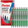 Pentel-Energel BL80 - Penna a inchiostro gel liquido retrattile - 1,0 mm - Portafoglio da 9 - Verde