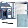 Leathario Cartella Portadocumenti A4 In PU, 4 Anelli Con Per Ufficio | Cartellina Porta Documenti Con Raccoglitore A 4 Anelli, Set Con Blocco Note, Buste Trasparenti E Penna, Chiusura Magnetica