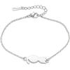ThurColas Bracciale da donna in acciaio inossidabile 17 cm, pendente gatto allungato, finitura argento - Produzione artigianale francese