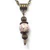 Handmade Collana bohémien da donna color bronzo antico con pendente in pietra naturale e catena vintage
