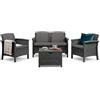 Dmora Set Salotto da Esterno Haumea Nero Antracite 2 Posti Un Tavolino, Salottino Outdoor Tavolo Tavolino Contenitore Made in Italy