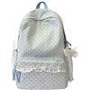Generic Zaino a Pois Coquette in Pizzo | Zaino grande per laptop resistente all'acqua con finiture in pizzo e ciondolo femminile, zaino casual Kawaii in nylon