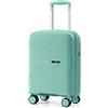 Lekesky Valigia Cabina 16 Pollici, PP e Lucchetto TSA, 55x35x23 cm, Verde | Valigia Rigida in Polipropilene (PP), Trolley Rigido con Lucchetto TSA e 4 Ruote Rimovibili, Ideale per Viaggi Brevi