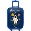 NoBoringSuitcases.com NoBoringSuitcases© Valigia Blu Per Bambini Personalizzato Con Un Nome | 48x31x19 cm - Bagaglio Ultraleggero Trolley A Mano Rigidi LED Ruote Da Viaggio - Ragazzo - Astronauta - Pianeta - Stelle