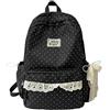 Generic Zaino a Pois Coquette in Pizzo | Zaino grande per laptop resistente all'acqua con finiture in pizzo e ciondolo femminile, zaino casual Kawaii in nylon