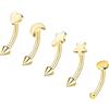 ZS 5 Pezzi Acciaio Inossidabile Anelli Sopracciglia, Anelli Ombelico Curvi 16G Piercing Ombelico Piercing Banana Helix Daith Trago Orecchini Spike Piercing Verticale Labbro Gioielli