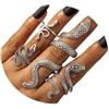 GAUEIOUR Set di 4 anelli vintage a serpente, in lega, regolabili, impilabili, stile punk, anima, per donne e ragazze