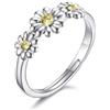 Philip Jones Anello margherita regolabile in triplo cristallo creato con cristalli Zircondia®