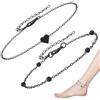 CHAOTEMAI 1 Cavigliera Donna + 1 Cavigliere A Forma di Cuore Regolabile Anklet Nero Gioielli Donna Classico e Versatile Regali per Lei Fidanzata per Uso Quotidiano Appuntamenti Feste Vacanze Matrimoni