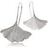 SOVATS Orecchini pendenti Ginkgo in Argento Sterling 925, Placcati in Rodio, Design minimalista, Senza nichel, Ipoallergenici, Elegante gioiello per donna