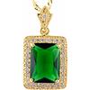 Rizilia Pendente Con 18 Catena & Taglio Rettangolare CZ [Simulata Smeraldo Verde] In Placcato Oro Giallo, Semplice Ed Elegante Moderno