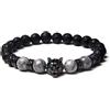 OADAA Save A Wolf Bracelet, Wolf Head Lava Rock Bracelet, Healing Crystal Stress Relief Anti Anxiety Energy Stone Beaded Bracelet, Healing Lava Bracelet for Men