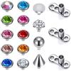 ZS 14G Acciaio Chirurgico Filettato Internamente Dermal Anchor Base Microdermals Piercing per Uomo/Donna, 14/15PCS CZ Dermal Anchor Tops 2.5mm 3mm 4mm Microdermal Piercing Kit