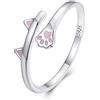 Teleye Cat Opening Ring 925 Sterling Silver Engagement Ring Promise Ring for Women, BSR316