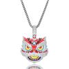 ICEDIAMOND Iced Out Bling collana per gli uomini Hip Hop oro bianco 14 K CNY Leone Sveglio CZ Diamante Ciondolo & Solido Franco Square Box Link Chain Collana