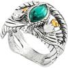 GAUEIOUR Anello Aragorn in argento Barahir, classico anello con pietra verde, da uomo, alla moda, elfo terrestre, doppio serpente, accessorio decorativo per gioielli (misura 7)