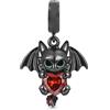 MARJS Ciondolo in argento Sterling 925 a forma di drago nero sdentato, con scritta I Love You, compatibile con braccialetti Pandora
