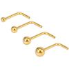 ZeSen Jewelry ZS 4pcs 20G Oro Nostril Piercing Naso, Acciaio Chirurgico Piercing Naso Anello, L Forma Piercing Naso per Le Donne Gli Uomini Naso Gioielli Corpo 1.5mm 2mm 2.5mm 3mm (Oro)