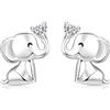 LINSTER Orecchini di dinosauro coccinella pinguino mucca delle Highland elefante koala lontra marina mucca in argento sterling 925 orecchini a bottone con animali carini gioielli regali per bambine e figlie