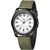 BUREI Orologio militare da uomo con data, cinturino in nylon e orologio da campo impermeabile, adatto per sport all'aria aperta, regalo molto solido e durevole (Bianco e verde)